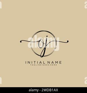 ABl. Erstes handschriftliches Logo mit Kreis Stock Vektor