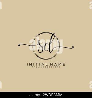 SD Initial Handschriftenlogo mit Kreis Stock Vektor