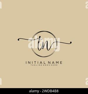 TN Initial Handschriftenlogo mit Kreis Stock Vektor