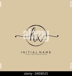 HX Initial Handschriftenlogo mit Kreis Stock Vektor