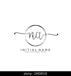 Na erstes handschriftliches Logo mit Kreis Stock Vektor