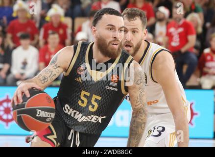 Monaco, Frankreich. Januar 2024. © PHOTOPQR/NICE MATIN/Cyril Dodergny ; Monaco ; 19/01/2024 ; Monaco le 19/01/2024 - Salle Gaston Medecin - Basket - EuroLeague - 20eme Journee - l AS Monaco recevait Le Real Madrid - Credit: MAXPPP/Alamy Live News Stockfoto