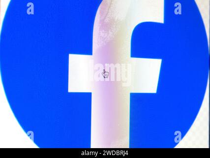 Ein Foto des Meta Facebook-Logos auf einem Computerbildschirm. Stockfoto