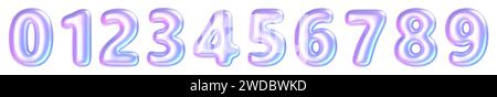Holographische Ballonnummer. 3D-Renderillustrationssatz Stockfoto