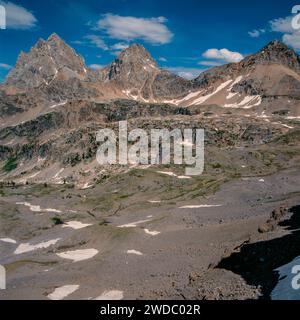 Grand Teton, Middle Teton, South Teton, Hurricane Pass, Upper Cascade Canyon, Grand Teton National Park, Wyoming Stockfoto