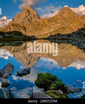 Grand und Middle Teton, Schoolroom Glacier, Upper Cascade Canyon, Grand Teton National Park, Wyoming Stockfoto