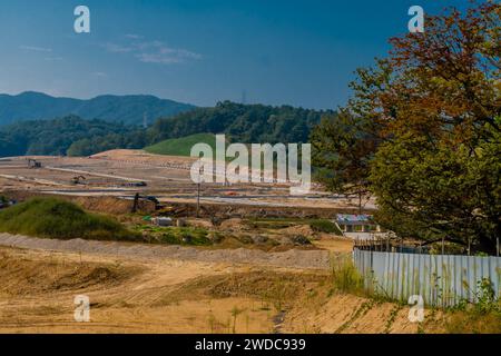 Daejeon, Südkorea, 29. September 2019: Landschaft der Arbeiten auf der Baustelle der neuen Unterteilung. Nur für redaktionelle Zwecke, Südkorea Stockfoto