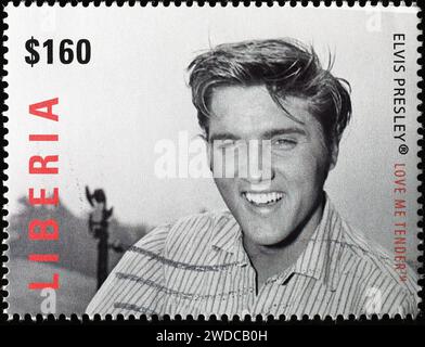 Elvis Presley im Film Love Me Tender auf Briefmarke Stockfoto