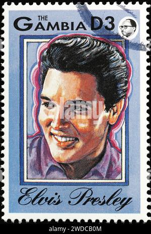 Elvis Presley auf der Briefmarke von Gambia Stockfoto