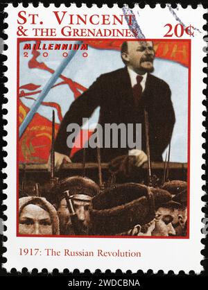 Die russische Revolution von 1917 wurde auf Briefmarken in Erinnerung gebracht Stockfoto