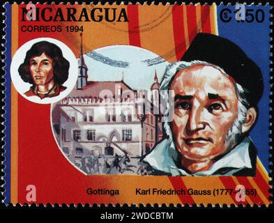 Der Wissenschaftler Karl Friedrich Gauß über die Briefmarke Stockfoto