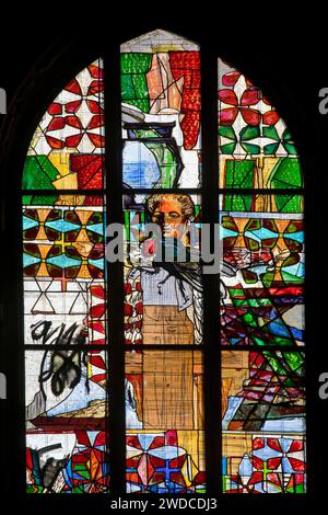 Detail des Reformationsfensters von Markus Luepertz, Marktkirche St. Georgii et Jacobi, Hannover, Niedersachsen, Deutschland Stockfoto