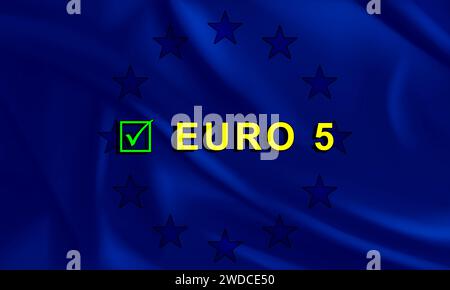 ok Euro 5, für Fahrzeuge mit Benzin- oder Dieselmotoren unter der Euro 7-Zulassung wird es einen Block für die Hinzufügung neuer Emissionswerte geben. Die EU-Kommission Stockfoto