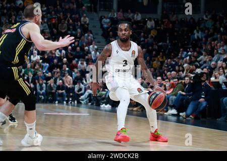 Villeurbanne, Frankreich. Januar 2024. Paris LEE of Lyon während des Basketballspiels der Turkish Airlines EuroLeague zwischen LDLC ASVEL Villeurbanne und Alba Berlin am 12. Januar 2024 in der Astroballe in Villeurbanne, Frankreich - Foto Romain Biard/Isports/DPPI Credit: DPPI Media/Alamy Live News Stockfoto