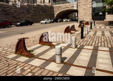 Pufferstopps am Dalhousie Park in der Innenstadt von Montreal, Quebec, Kanada Stockfoto