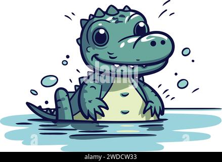 Niedliches Krokodil im Wasser. Vektorillustration für Ihr Design. Stock Vektor