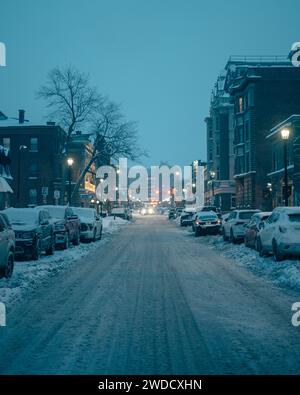 Verschneite Winterszene in Allentown, Buffalo, New York Stockfoto