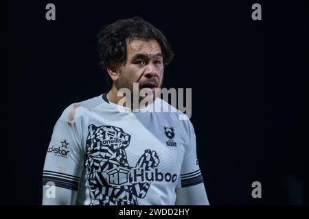 Galway, Irland. Januar 2024. Steven Luatua von Bristol Bears während des Investec Champions Cup, Runde 4, Pool 1 Spiel zwischen Connacht Rugby und Bristol Bears im Dexcom Stadium in Galway, Irland am 19. Januar 2024 (Foto: Andrew SURMA/ Credit: SIPA USA/Alamy Live News Stockfoto