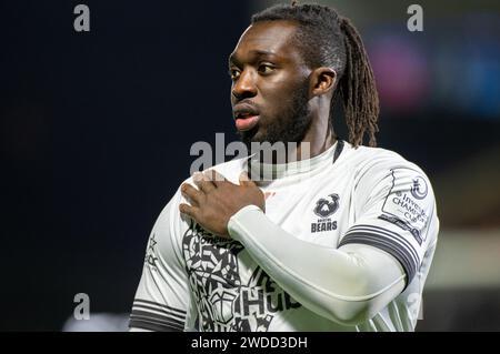 Galway, Irland. Januar 2024. Gabriel Ibitoye von Bristol Bears während des Investec Champions Cup, Runde 4, Pool 1 Spiel zwischen Connacht Rugby und Bristol Bears im Dexcom Stadium in Galway, Irland am 19. Januar 2024 (Foto: Andrew SURMA/ Credit: SIPA USA/Alamy Live News Stockfoto