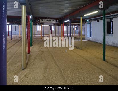 Malting Floor, Springbank Distillery, Campbeltown, Kintyre, Schottland Stockfoto