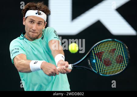 Melbourne, Australien, 20. Januar 2024. Der norwegische Tennisspieler Casper Ruud spielt 2024 beim Australian Open Tennis Grand Slam im Melbourne Park. Foto: Frank Molter/Alamy Live News Stockfoto