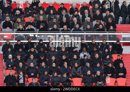 Gäste bei der Trauerfeier zum Gedenken an Franz Beckenbauer, Münchens Bürgermeister Dieter Reiter, Bayerns Innenminister Joachim Herrmann, Felix Magath, Joachim Löw, Hansi Flick, Julian Nagelsmann, Nico Kovac, die Mannschaft des FC Bayern München, Thomas Tuchel, Thomas Müller, Harry Kane, Manuel neuer, Hans Joachim Watzke, Gianni Infantino, Joschka Fischer, 20.01.2024, München, FUSSBALL, WÜRDIGUNG VON FRANZ BECKENBAUER, DFB/DFL-VORSCHRIFTEN VERBIETEN JEDE VERWENDUNG VON FOTOGRAFIEN ALS BILDSEQUENZEN UND/ODER QUASI-VIDEO. Stockfoto