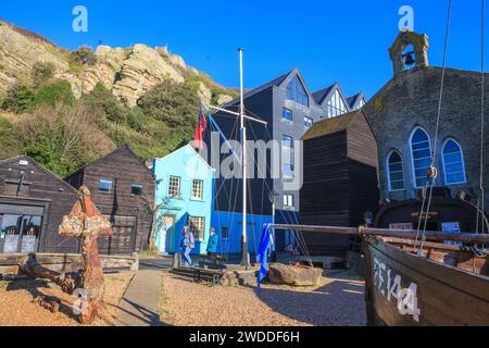 Hastings Altstadt maritimes Museumsviertel und Fischermuseum, Rock-a-Nore, East Sussex, Großbritannien Stockfoto