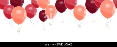 Banner, Hintergrund, Rahmen mit roten, pinkfarbenen Ballons Stock Vektor