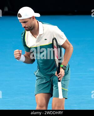 Melbourne, Australien, 20. Januar 2024. Der bulgarische Tennisspieler Grigor Dimitrov spielt 2024 beim Australian Open Tennis Grand Slam im Melbourne Park. Foto: Frank Molter/Alamy Live News Stockfoto