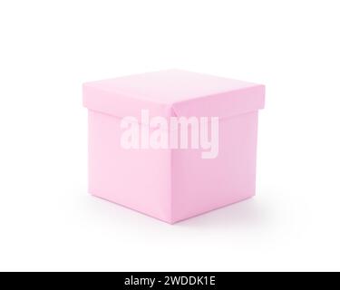 Rosa Papierkasten isoliert auf weißem Hintergrund, Element Stockfoto