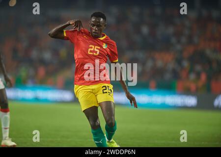 Höhepunkte des Spiels zwischen Guinea und Gambia beim Afrika-Cup 2023, Facinet Conte während des Spiels Guinea gegen Gambia Stockfoto