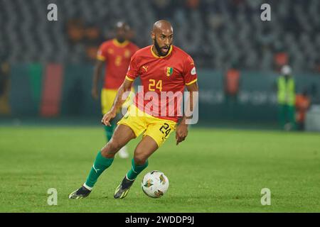 Höhepunkte des Spiels zwischen Guinea und Gambia beim Afrika-Cup 2023, José Kanté während des Spiels Guinea gegen Gambia Stockfoto