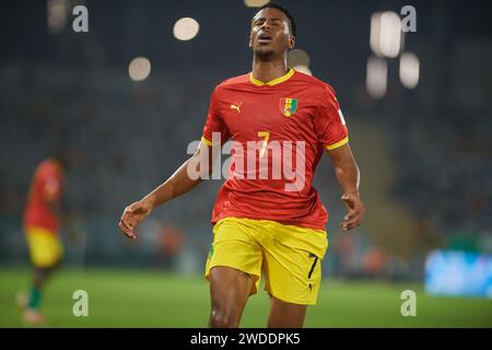 Höhepunkte des Spiels zwischen Guinea und Gambia beim Afrika-Cup 2023, Morgan Guilavogui während des Spiels Guinea gegen Gambia Stockfoto