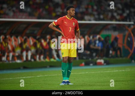 Höhepunkte des Spiels zwischen Guinea und Gambia beim Afrika-Cup 2023, Morgan Guilavogui während des Spiels Guinea gegen Gambia Stockfoto