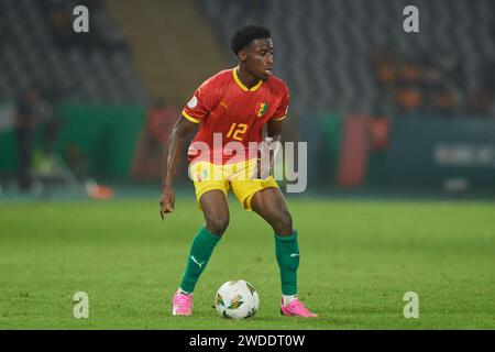 Höhepunkte des Spiels zwischen Guinea und Gambia beim Afrika-Cup 2023, Ibrahim Diakité während des Spiels Guinea gegen Gambia Stockfoto