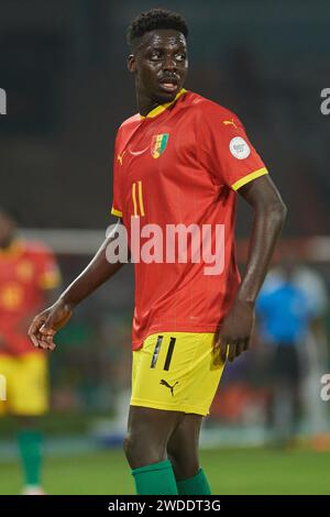 Höhepunkte des Spiels zwischen Guinea und Gambia beim Afrika-Cup 2023, Mohamed Bayo während des Spiels Guinea gegen Gambia Stockfoto