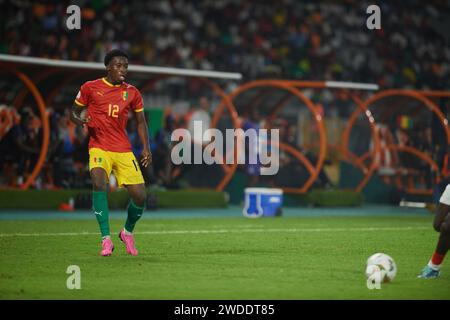 Höhepunkte des Spiels zwischen Guinea und Gambia beim Afrika-Cup 2023, Ibrahim Diakité während des Spiels Guinea gegen Gambia Stockfoto