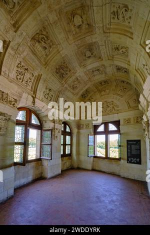 Frankreich, Loir-et-Cher (41), Vallée de la Loire classée patrimoine mondial de l'UNESCO, Chambord, le château de Chambord, couloir // Frankreich, Loir-et-Che Stockfoto