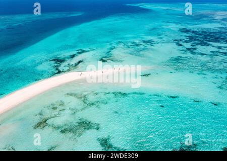 Luftaufnahme der Safari-blauen Sandbank in Sansibar. Stockfoto