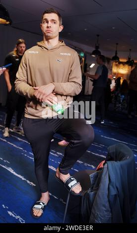 Dänemarks Rasmus Lauge bei der Pressekonferenz des Teams im Players Hotel während der EHF 2024 Mens Handball Europameisterschaft in Hamburg, Deutschland, Samstag, 20. Januar 2024 Credit: Ritzau/Alamy Live News Stockfoto