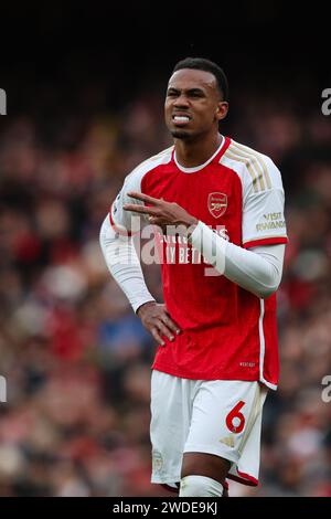 LONDON, Großbritannien - 20. Januar 2024: Gabriel Magalhaes von Arsenal Gesten während des Premier League Spiels zwischen Arsenal FC und Crystal Palace FC im Emirates Stadium (Credit: Craig Mercer/ Alamy Live News) Stockfoto