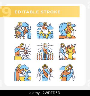 Neue RGB-Farbsymbole für Testament-Szenen Stock Vektor