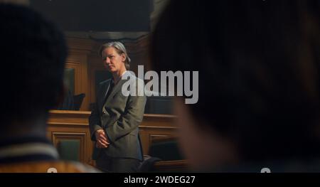 Anatomy of a Fall (2023) von Justine Triet mit Sandra Hüller, Swann Arlaud und Milo Machado Graner. Eine Frau wird des Mordes ihres Mannes verdächtigt, und ihr blinder Sohn steht als Hauptzeugin vor einem moralischen Dilemma. Werbung noch ***NUR REDAKTIONELLE VERWENDUNG***. Quelle: BFA/Neon Stockfoto