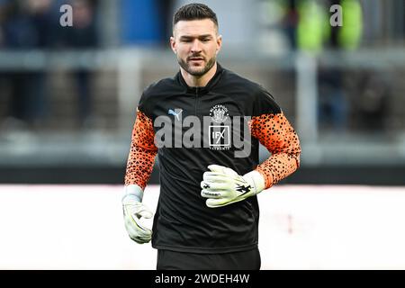 Richard O'Donnell von Blackpool während des Vorspiels vor dem Spiel der Sky Bet League 1 Bristol Rovers gegen Blackpool im Memorial Stadium, Bristol, Großbritannien, 20. Januar 2024 (Foto: Craig Thomas/News Images) in, am 20. Januar 2024. (Foto: Craig Thomas/News Images/SIPA USA) Credit: SIPA USA/Alamy Live News Stockfoto