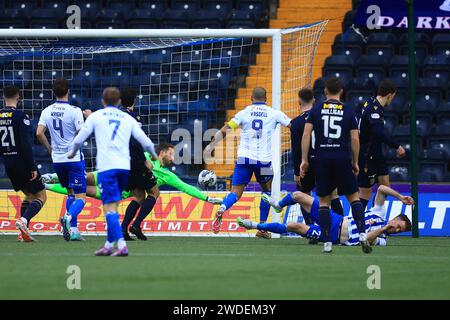 Kilmarnock, Schottland, Großbritannien. 20. Januar 2024; Rugby Park, Kilmarnock, Schottland: Scottish Cup Football, Kilmarnock gegen Dundee; Marley Watkins von Kilmarnock dreht und erzielt 2-0 in der 2. Minute Credit: Action Plus Sports Images/Alamy Live News Credit: Action Plus Sports Images/Alamy Live News Stockfoto