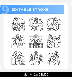 Neue lineare Symbole für Testament-Szenen Stock Vektor