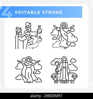 Lineare Symbole für religiöse Szenen Stock Vektor