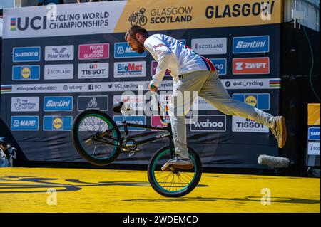 BMX Flatland bei Glasgow Green während der UCI-Weltmeisterschaft 2023. Stockfoto