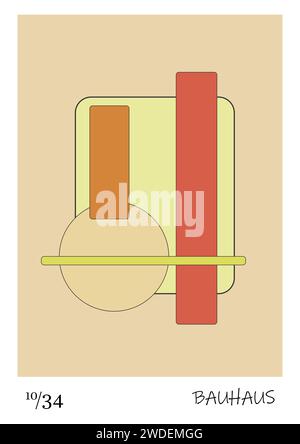 Poster-Illustration mit minimalistischem Kunstdesign. Einfache Linien, Formen und Farben im Bauhaus-, BOHO- und Minimalismus-Stil. Vektorisierte Illustration für Poster, Ban Stockfoto