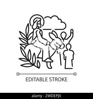 Triumphaler Eintritt in Jerusalem lineare Ikone Stock Vektor